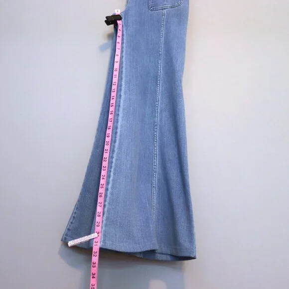 Chloe 6 / F 38 Denim Wide Flare Jeans Bell Bottom Button Fly Patch Pocket - Picture 15 of 15